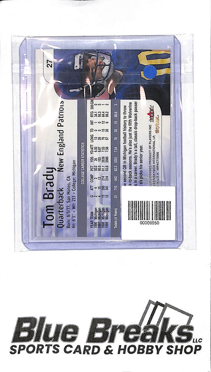 2000 Fleer Impact Rookies Tom Brady #27 Patriots - Football