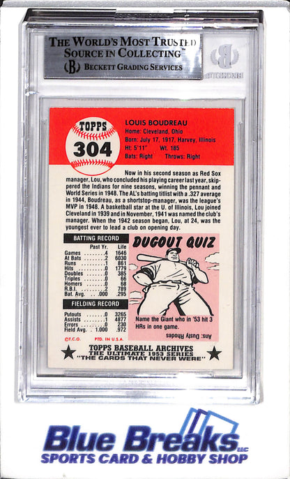 1991 Topps - Archives - 1953 Auto - Lou Boudreau - Beckett Authentic - #304 - Baseball - Red Sox