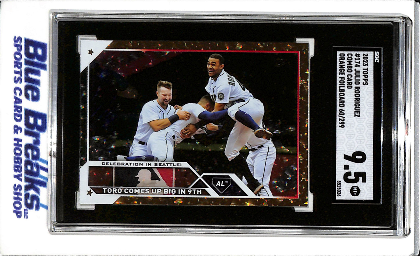 2023 Topps - Series 1 - Orange Foilboard - Combo Card - Julio Rodriguez - SGC9.5 - 60/299 - #174 - Baseball - Mariners