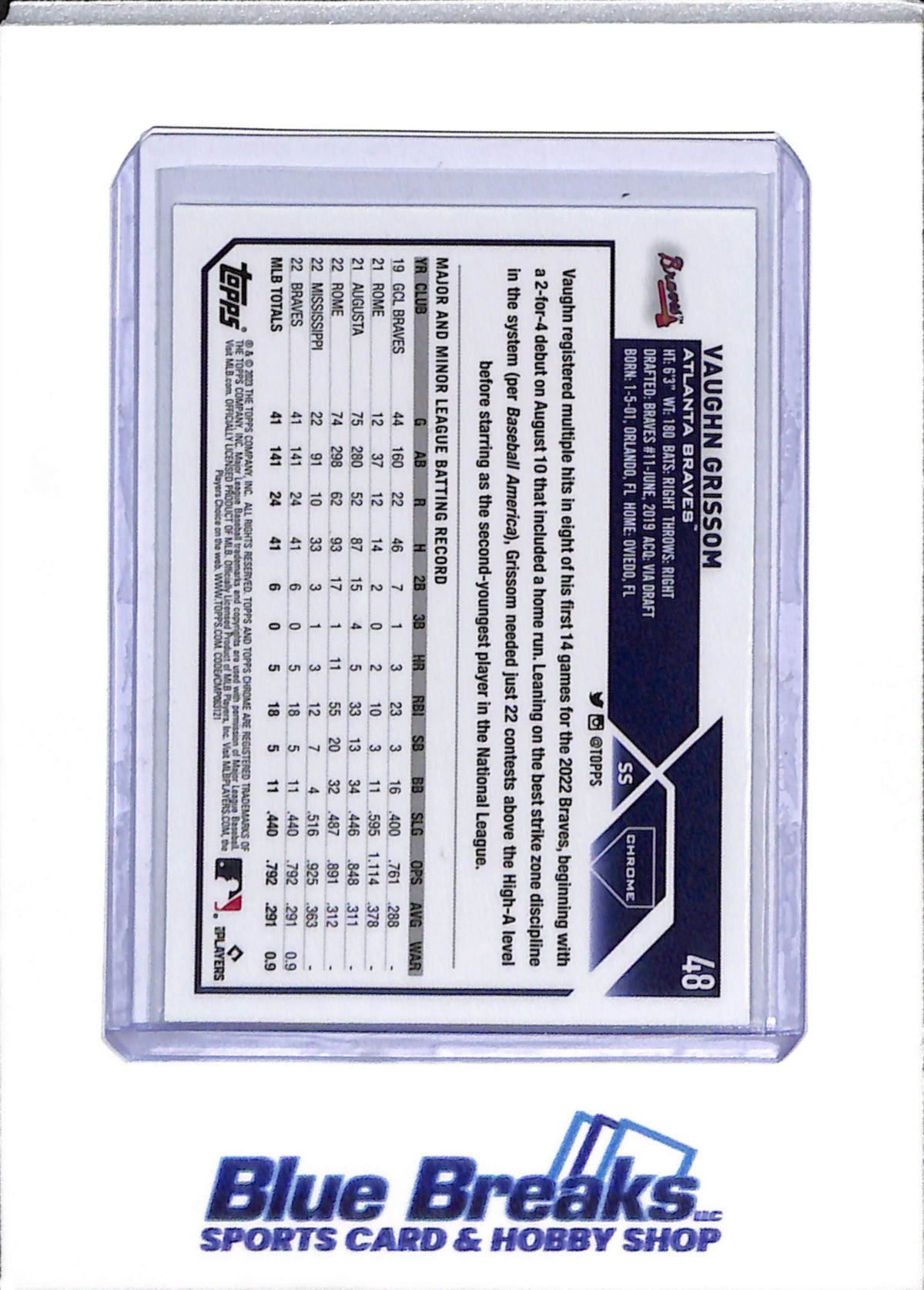 2023 Topps - Chrome - 3 Cards - Negative Refractor - Silver Refractor - Prism Refractor - Vaughn Grissom - #48 - Baseball - Braves