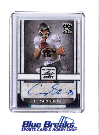 2022 Leaf Ultimate Draft - Rookie Card - Auto - Carson Strong - 28/50 - #BA-CS1 - Football - Eagles