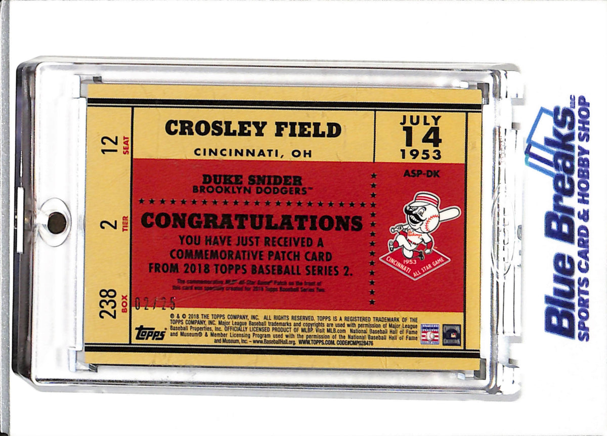 2018 Topps - Series 2 - Commemorative 1953 All-Star Game Patch - Duke Snider - 02/25 - #ASP-DK - Baseball - Dodgers