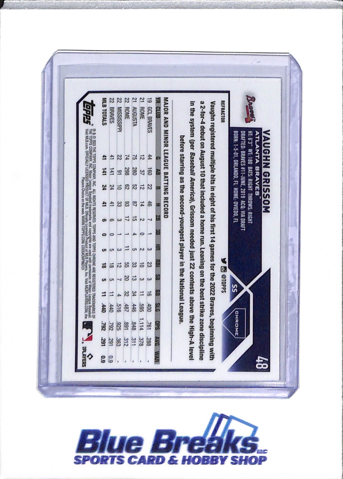 2023 Topps - Chrome - 3 Cards - Negative Refractor - Silver Refractor - Prism Refractor - Vaughn Grissom - #48 - Baseball - Braves
