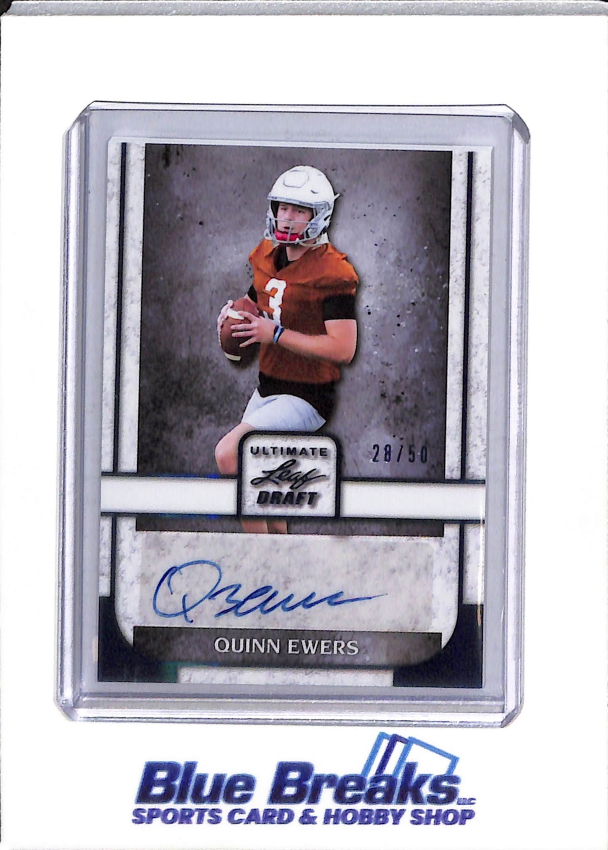 2022 Ultimate Leaf Draft - Auto - Quinn Ewers - 28/50 - #BA-QE1 - Football - Dolphins