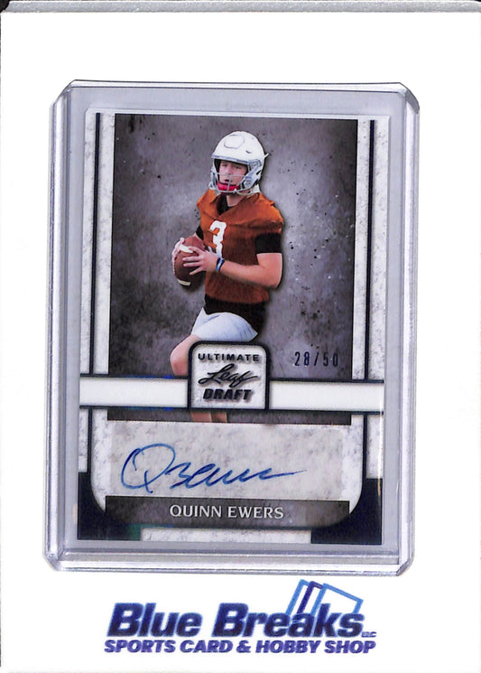 2022 Ultimate Leaf Draft - Auto - Quinn Ewers - 28/50 - #BA-QE1 - Football - Dolphins - drop