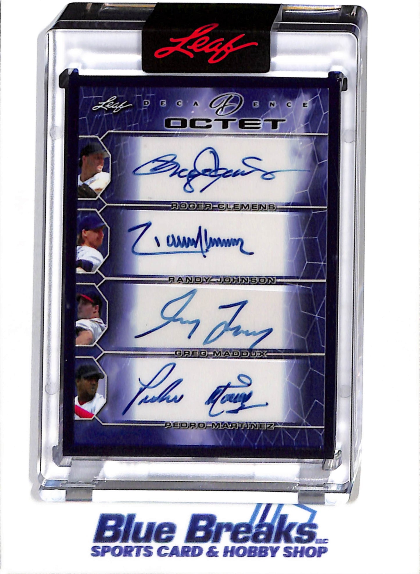 2022 Leaf - Decadence - Octet - Autos - Blue - Clemens - Johnson - Maddux - Martinez - Morris - Gooden - Smoltz - Blyleven - 4/5 - #O-06 - Baseball