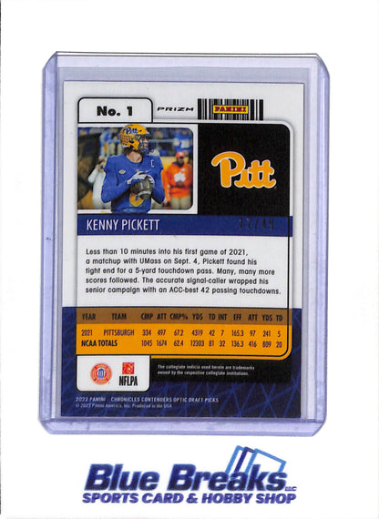 2022 Panini - Chronicles - Contenders - Optic - Draft Picks - College Ticket - Kenny Pickett - 17/49 - #1 - Football - Steelers