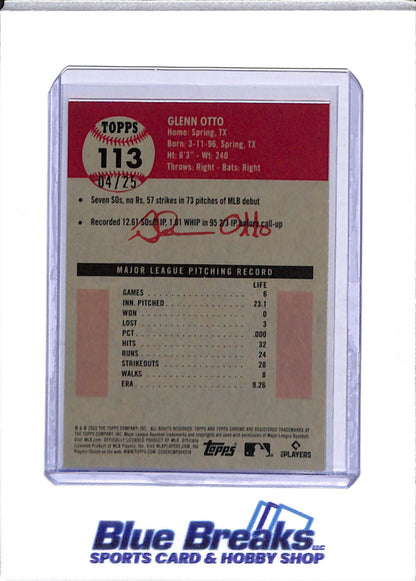 2023 Topps - Chrome - Orange Wave Refractor - Rookie Card - Glenn Otto - 04/25 - #113 - Baseball - Rangers