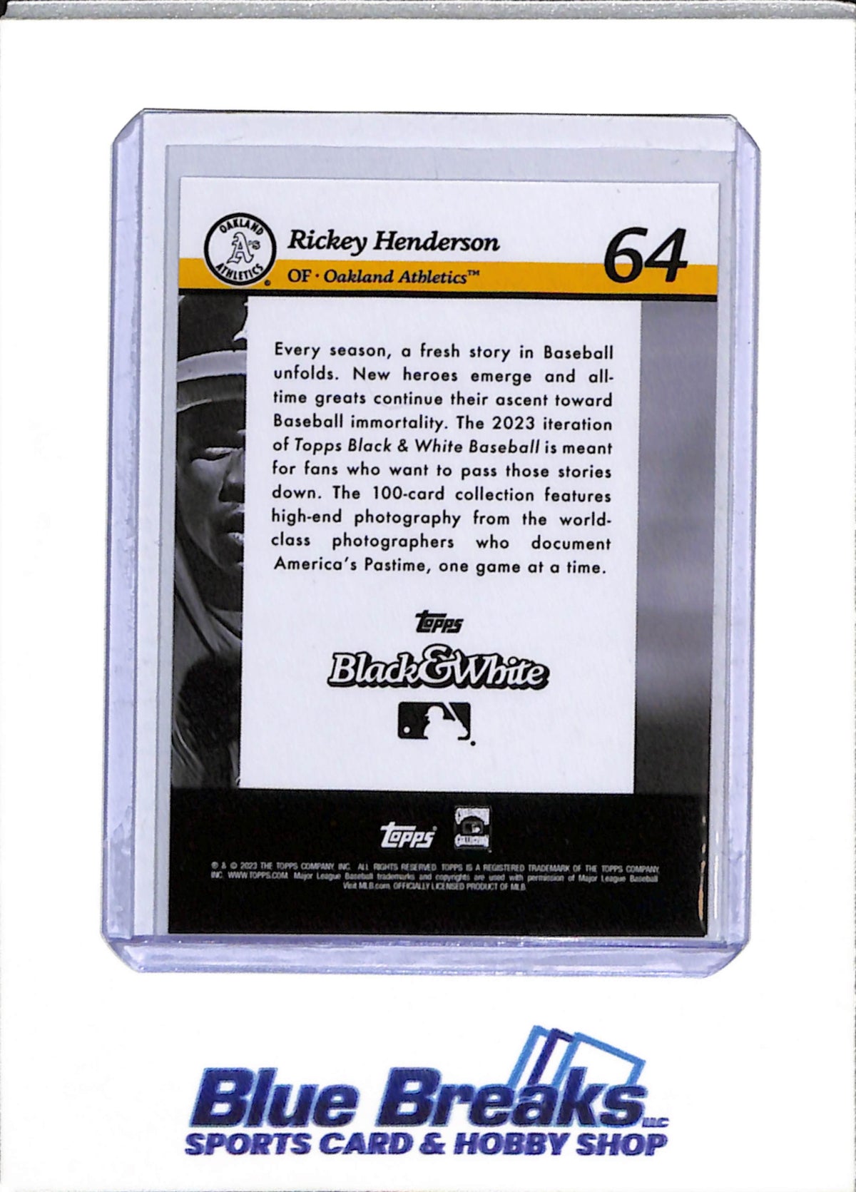 2023 Topps - Black & White - Rickey Henderson - 09/10 - #64 - Baseball - Athletics