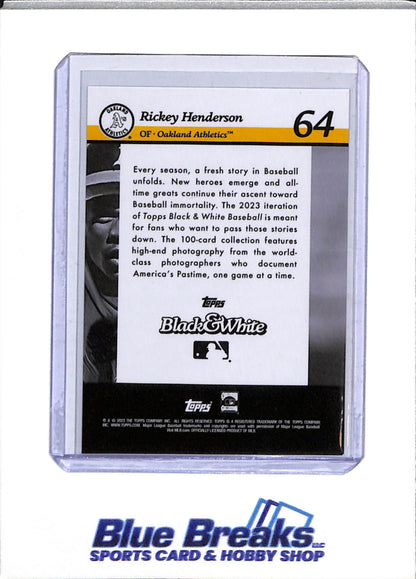 2023 Topps - Black & White - Rickey Henderson - 09/10 - #64 - Baseball - Athletics