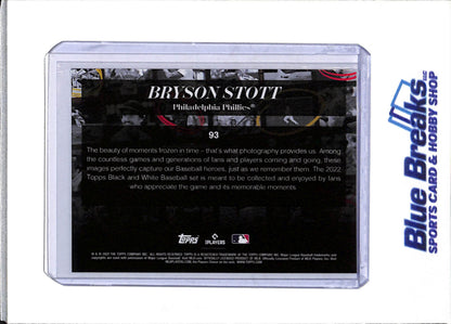 2022 Topps - Black & White - Rookie Card - Bryson Stott - #93 - Baseball - Phillies