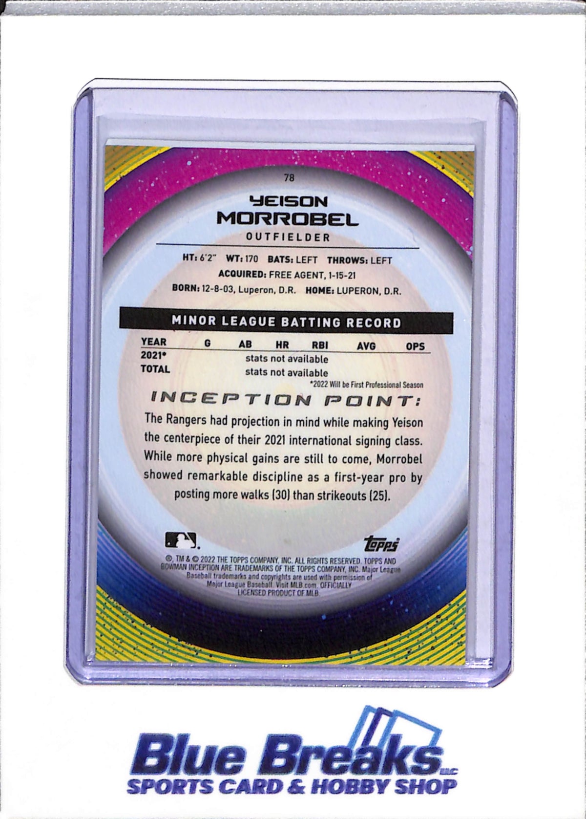 2022 Topps - Bowman - Inception - Danyer Cueva - 15/25 - #82 - Yeison Morrobel - 20/50 - #78 - Anthony Gutierrez - 28/75 - #87 - Baseball - Rangers