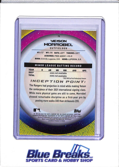 2022 Topps - Bowman - Inception - Danyer Cueva - 15/25 - #82 - Yeison Morrobel - 20/50 - #78 - Anthony Gutierrez - 28/75 - #87 - Baseball - Rangers