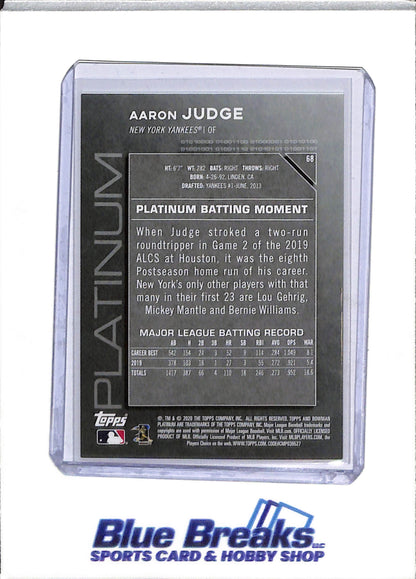 2020 Topps - Bowman Platinum - Green - Aaron Judge - 63/99 - #68 - Baseball - Yankees