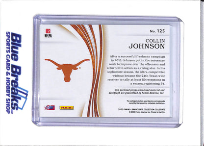 2020 Panini - Immaculate Collection - Auto - Relic - Collin Johnson - 03/99 - #125 - Football - Jaguars