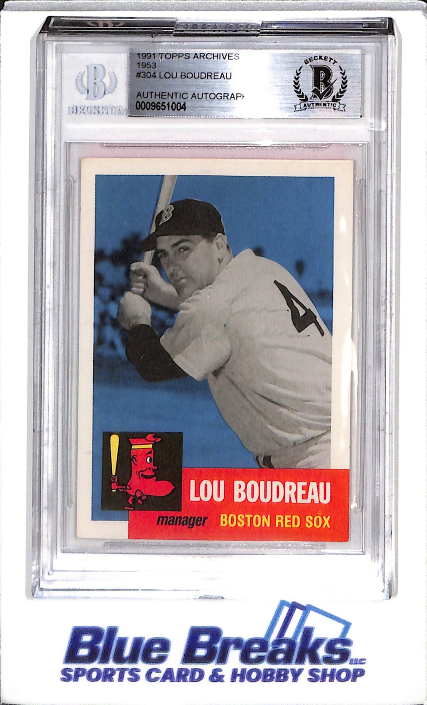 1991 Topps - Archives - 1953 Auto - Lou Boudreau - Beckett Authentic - #304 - Baseball - Red Sox