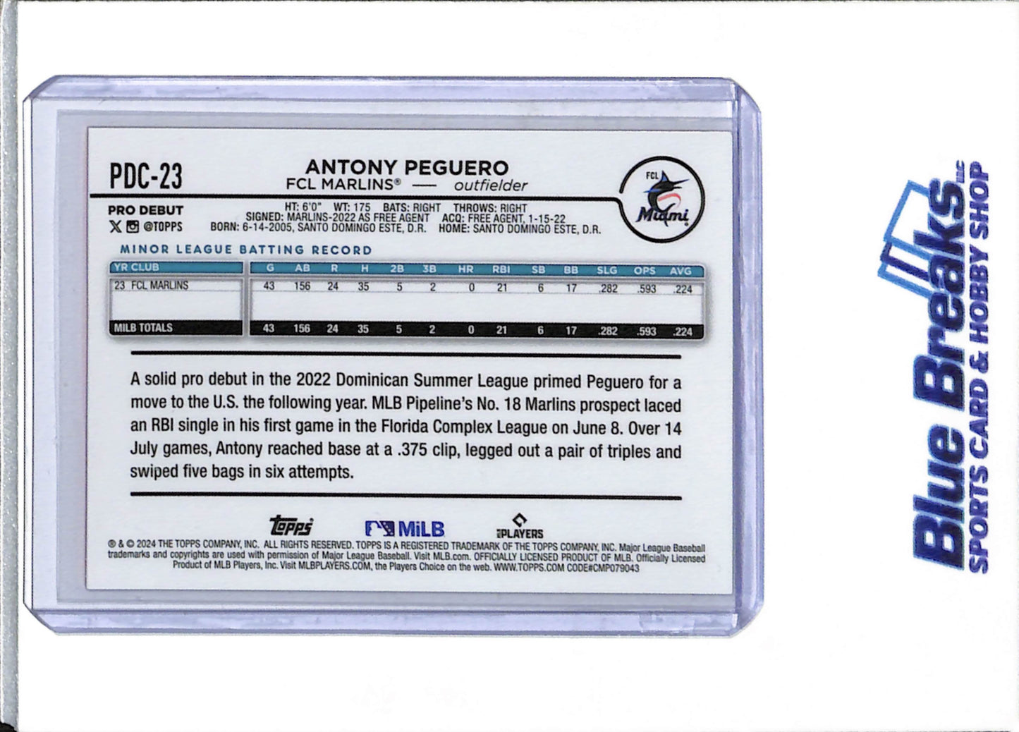 2024 Topps - Chrome - Pro Debut - Red - Anthony Peguero - 4/5 - #PDC-23 - Baseball - Marlins
