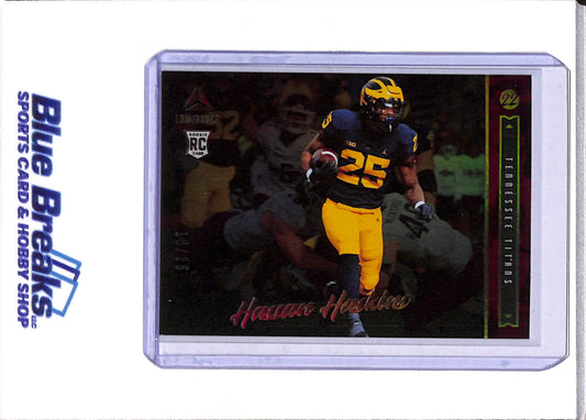 2022 Panini - Luminance - Red Parallel - Hassan Haskins - 16/25 - #186 - Football - Titans - drop