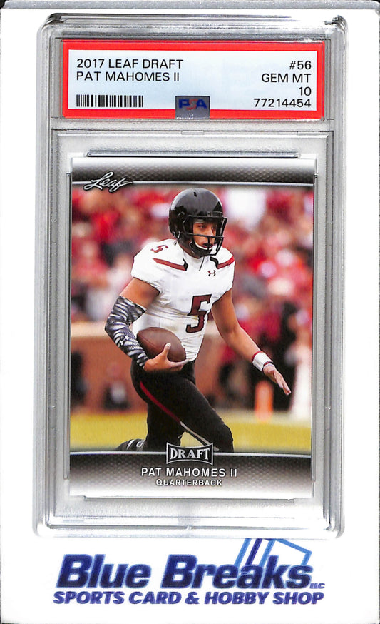 2017 Leaf - Draft - Patrick Mahomes - PSA10 - #56 - Football - Chiefs - drop