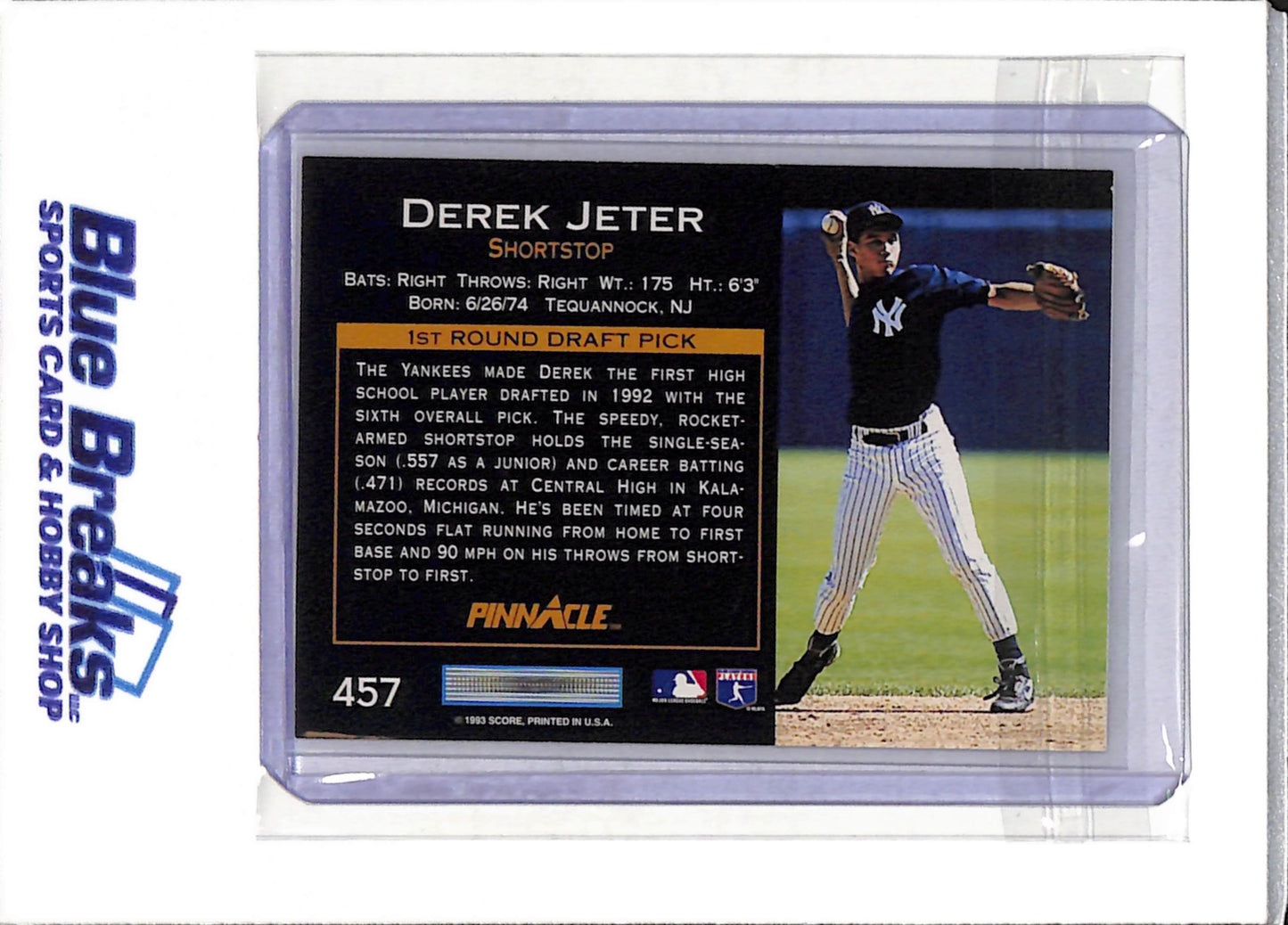 1993 Score - 1st Round Draft Pick - Derek Jeter - #457 - Baseball - Yankees - drop