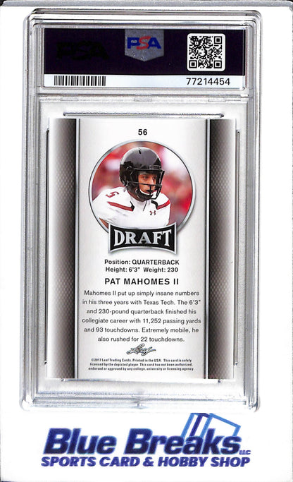 2017 Leaf - Draft - Patrick Mahomes - PSA 10 - #56 - Football - Chiefs
