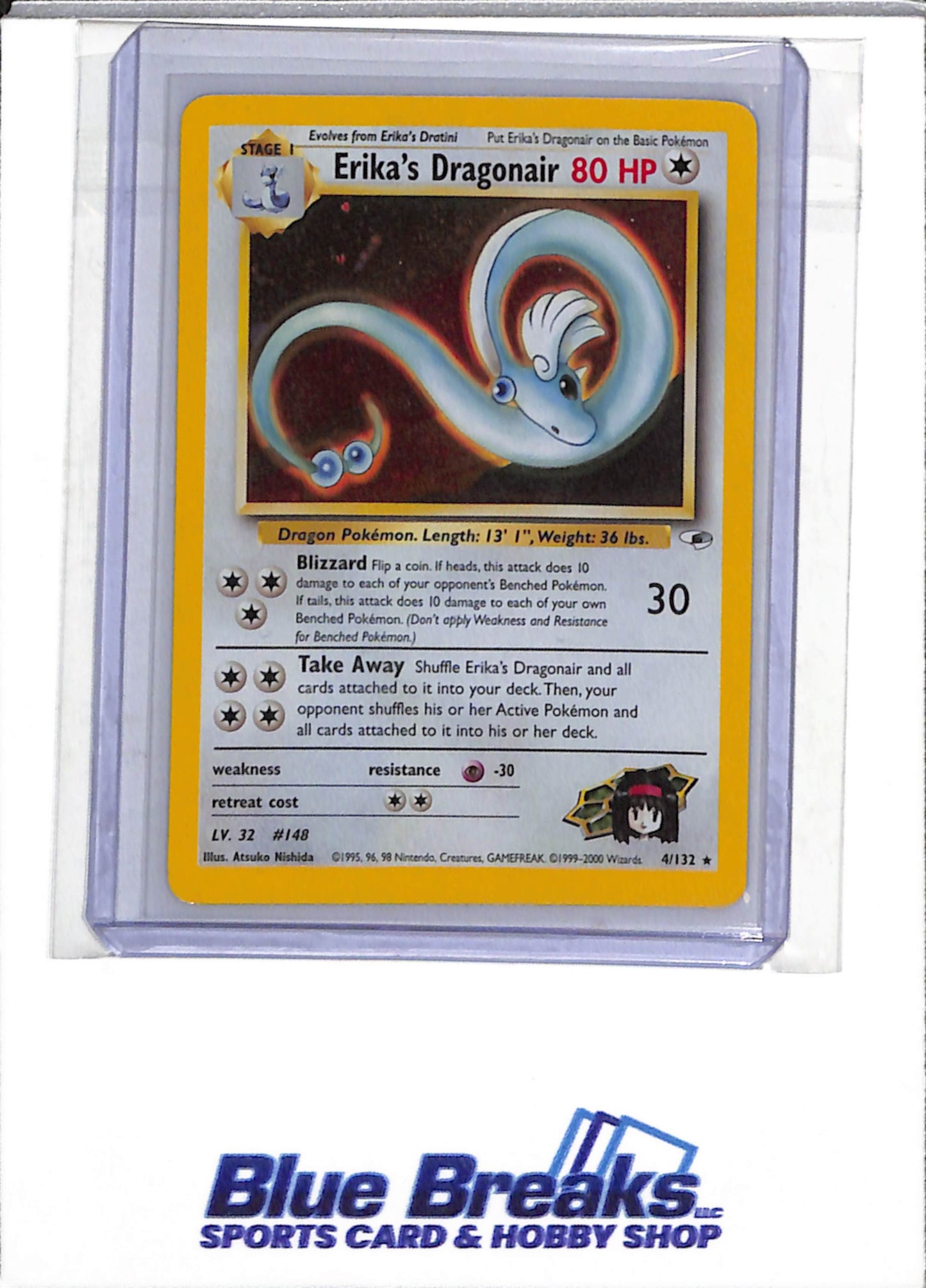 2000 Pokemon - Gym Heros - Illustration Holo - Erika's Dragonair - #4/132 - drop