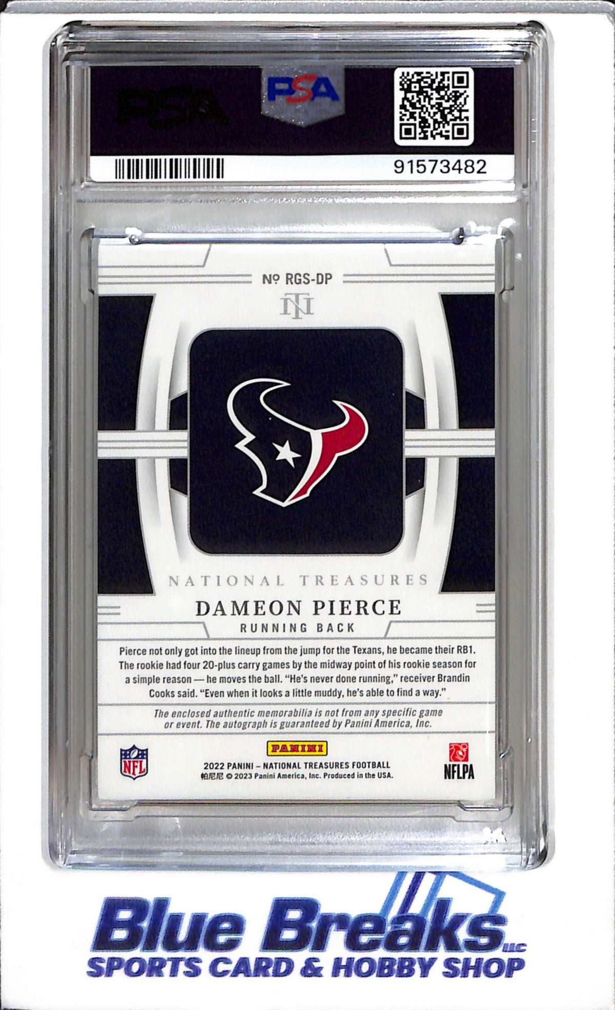 2023 Panini - National Treasures - Rookie NFL Gear - Signature - Combo - Dameon Pierce - PSA 9 - 29/49 - #RGS-DP - Football - Texans