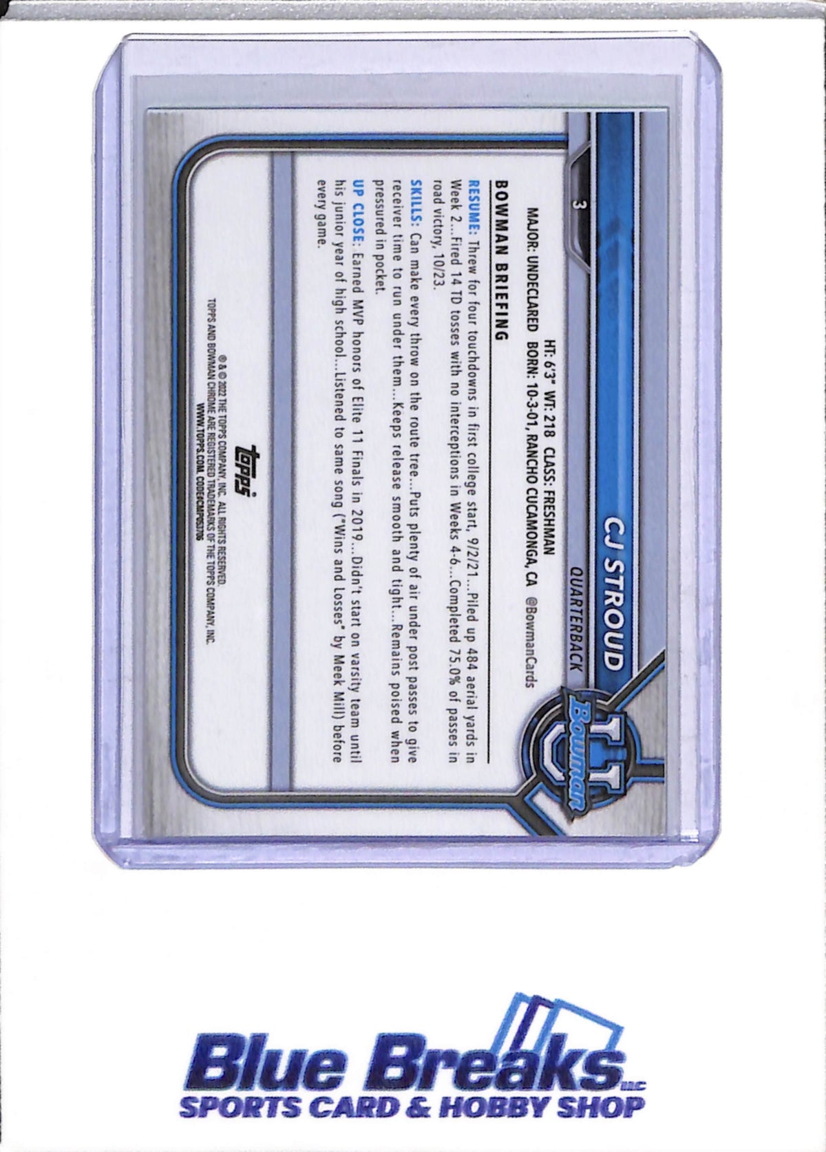 2022 Bowman U - 1st Bowman - Green - CJ Stroud - 33/99 - #3 - Football - Texans