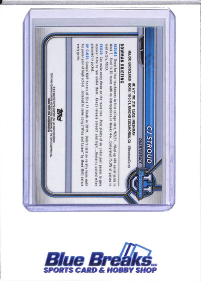 2022 Bowman U - 1st Bowman - Green - CJ Stroud - 33/99 - #3 - Football - Texans