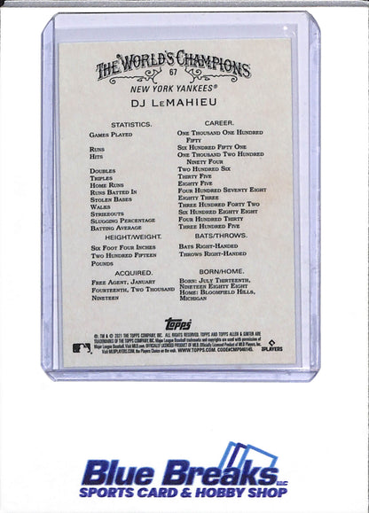 2021 Allen & Ginter - Auto - DJ LeMahieu - #67 - Baseball - Yankees