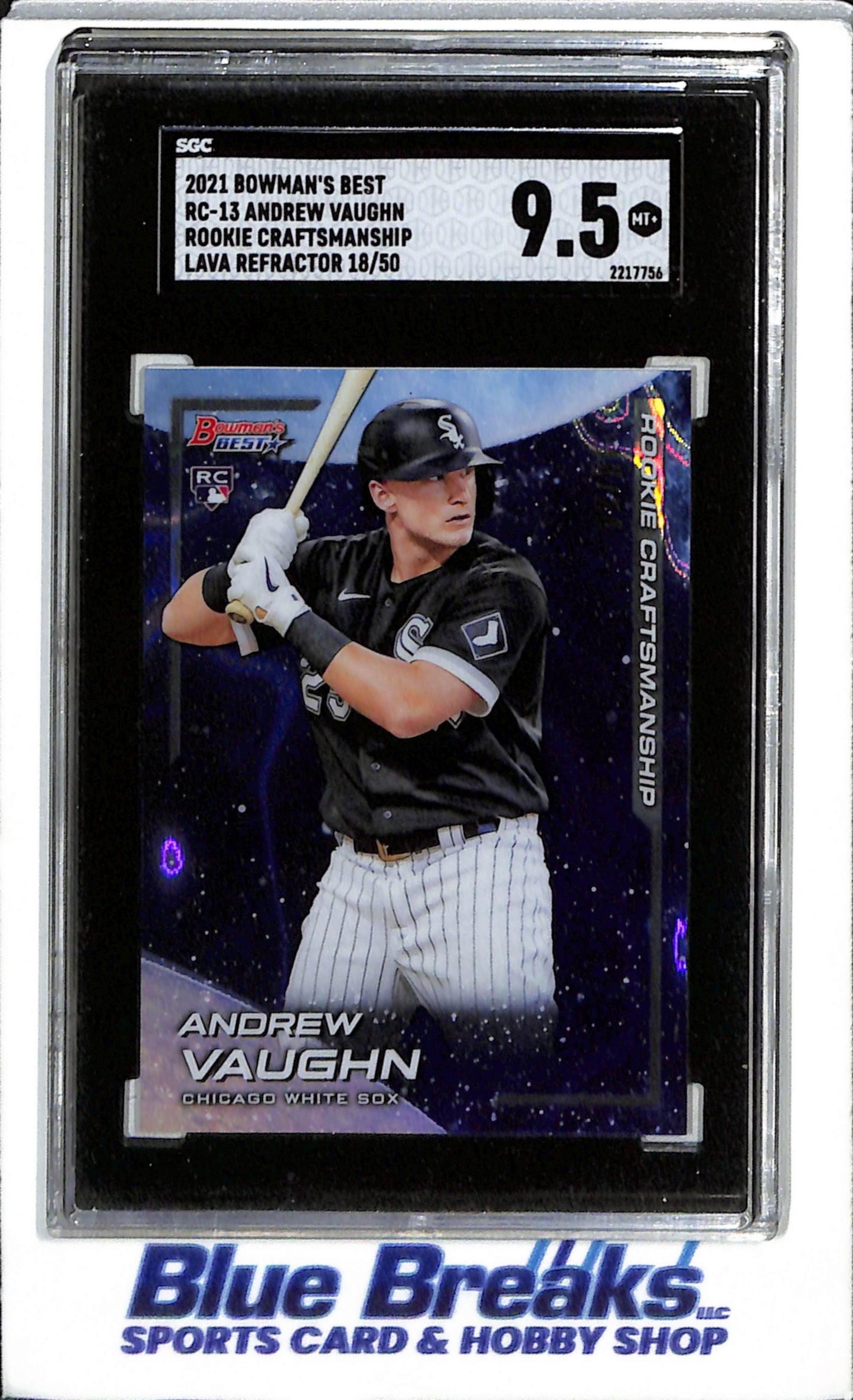 2021 Topps - Bowman's Best - Rookie Craftsmanship - Lava Refractor - Andrew Vaughn - SGC 9.5 - 18/50 - #RC-13 - Baseball - White Sox