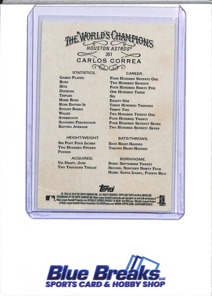2019 Allen & Ginter - Auto - Carlos Correa - #351 - Baseball - Astros