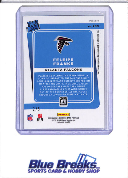 2021 Panini - Donruss Optic - Green - Auto - Feleipe Franks - 2/5 - #299 - Football - Falcons