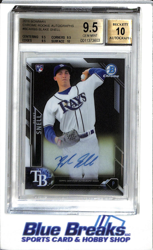 2016 Topps - Bowman Chrome - Auto - Blake Snell -BGS9.5/10 - #BCARBS - Baseball - Rays - drop
