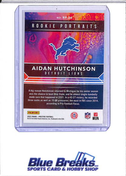 2022 Panini - Prestige - Rookie Portraits - Aidan Hutchinson - #RP-26 - Football - Lions