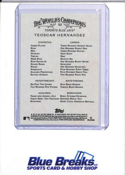 2021 Allen & Ginter - Auto - Teoscar Hernandez - #193 - Baseball - Blue Jays