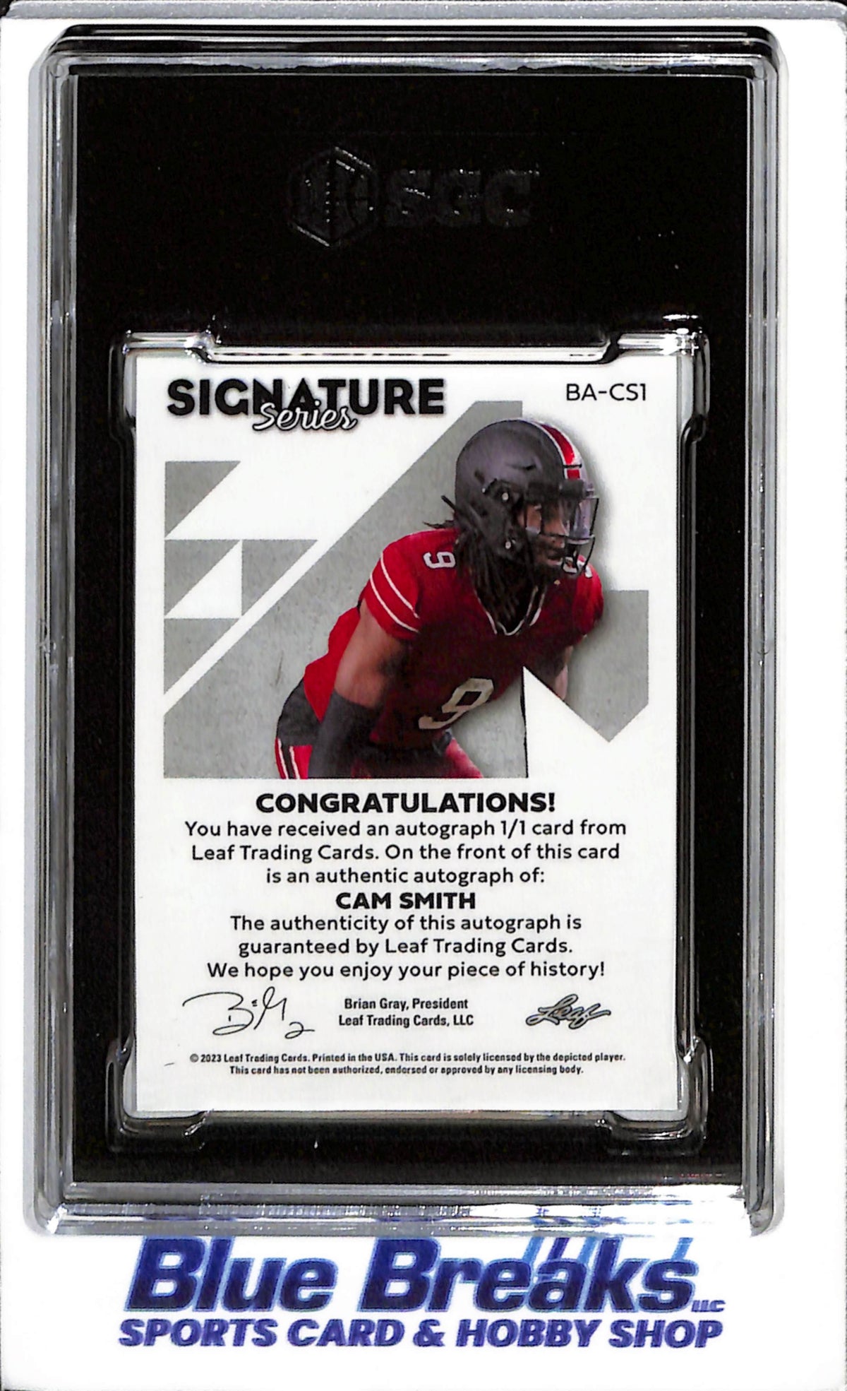 2023 Leaf - Signature Series - Pixel Art - Rookie Card - Auto - Cam Smith - SGC10/10 - 1/1 - #BA-CS1 - Football - Dolphins