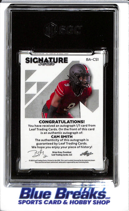 2023 Leaf - Signature Series - Pixel Art - Rookie Card - Auto - Cam Smith - SGC10/10 - 1/1 - #BA-CS1 - Football - Dolphins