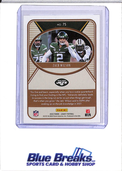 2022 Panini - Legacy - Zach Wilson - 233/299 - #75 - Football - Jets - drop