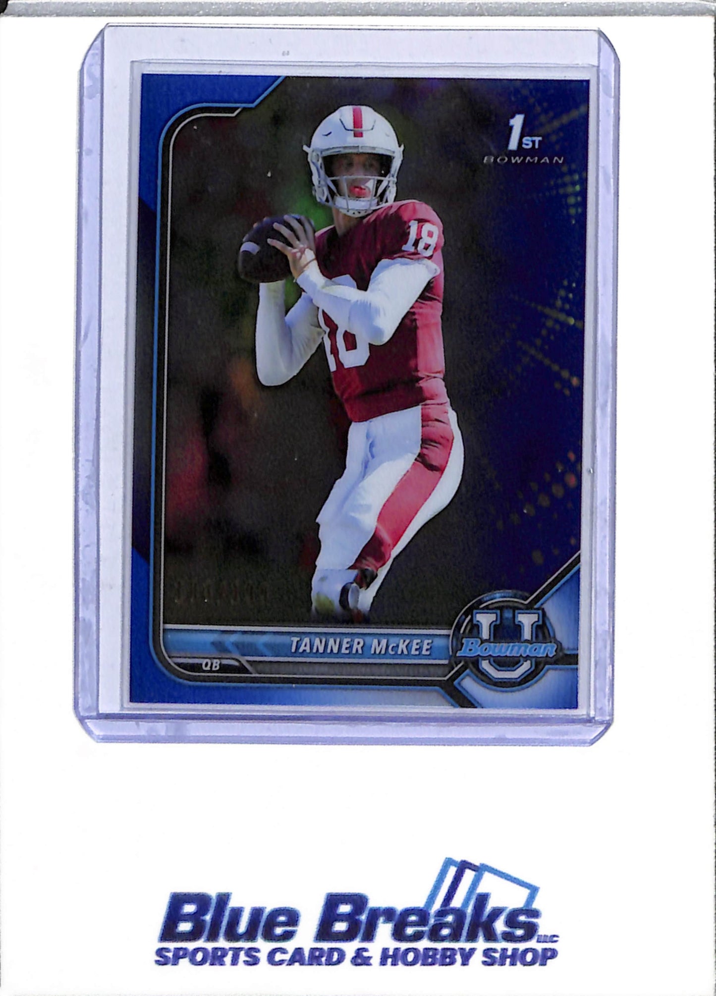 2022 Topps - Bowman U - 1st Blue - Tanner McKee - 103/199 - #60 - Football - Eagles