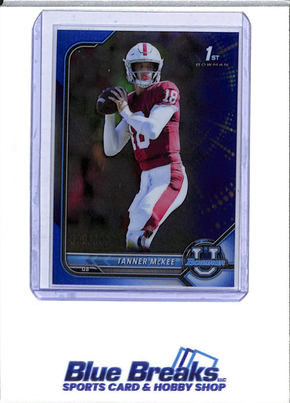 2022 Topps - Bowman U - 1st Blue - Tanner McKee - 103/199 - #60 - Football - Eagles