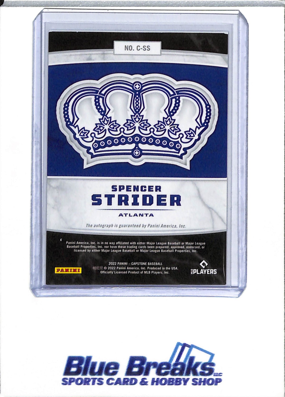 2022 Panini - Capstone - Crown - Blue Auto - Spencer Strider - 19/25 - #C-SS - Baseball - Braves