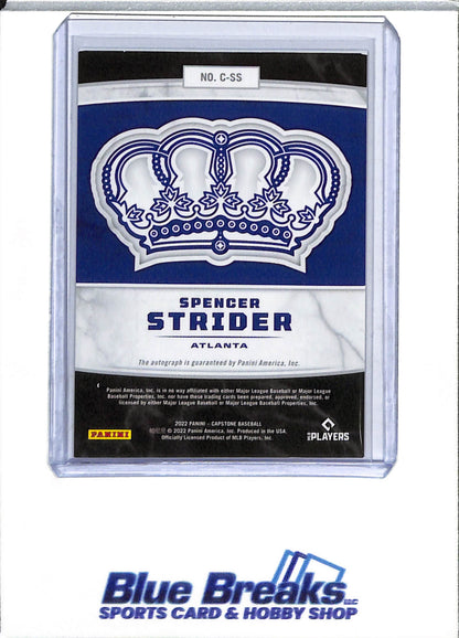 2022 Panini - Capstone - Crown - Blue Auto - Spencer Strider - 19/25 - #C-SS - Baseball - Braves