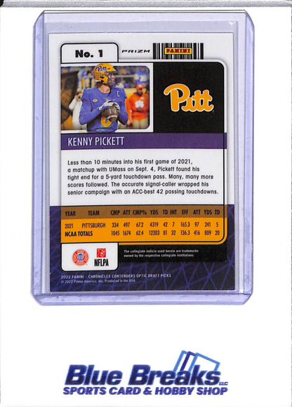 2022 Panini - Chronicles - Contenders Optic - Draft Picks - College Ticket - Kenny Pickett - #1 - Football - Steelers - drop