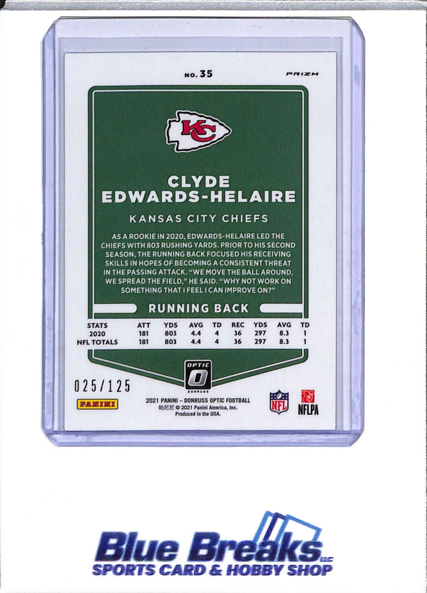 2021 Panini - Donruss Optic - Prizm - Silver Circles - Clyde Edwards-Helaire - 025/125 - #35 - Football - Chiefs