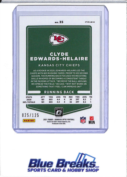 2021 Panini - Donruss Optic - Prizm - Silver Circles - Clyde Edwards-Helaire - 025/125 - #35 - Football - Chiefs