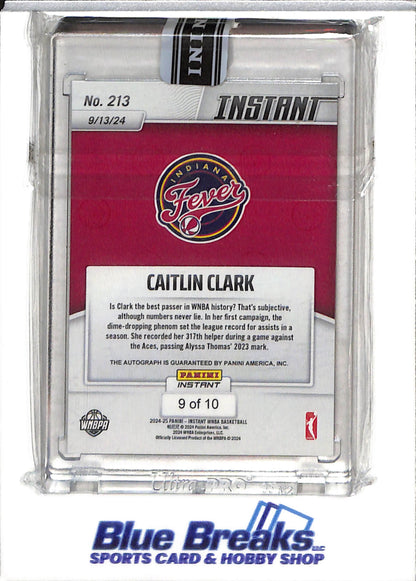 2024-25 Panini - Instant - Rookie Card - Record Breaker - Auto - Jaguar Border - Caitlin Clark - 9/10 - #213 - Basketball - Fever - drop