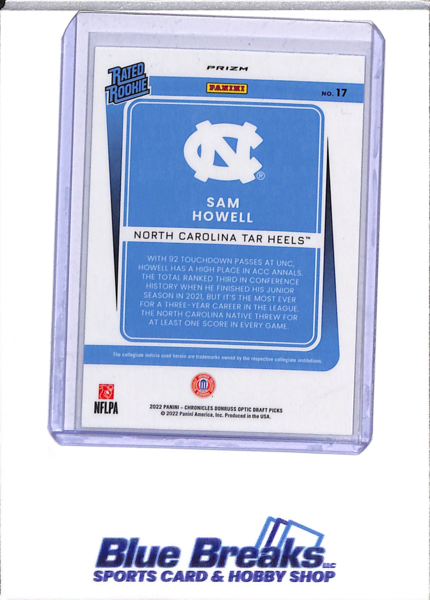 2022 Panini - Chronicles - Donruss Optic - Draft Picks - Holo - Prizm - Sam Howell - #17 - Football - Cowboys - drop
