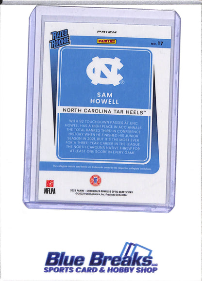 2022 Panini - Chronicles - Donruss Optic - Draft Picks - Holo - Prizm - Sam Howell - #17 - Football - Cowboys - drop