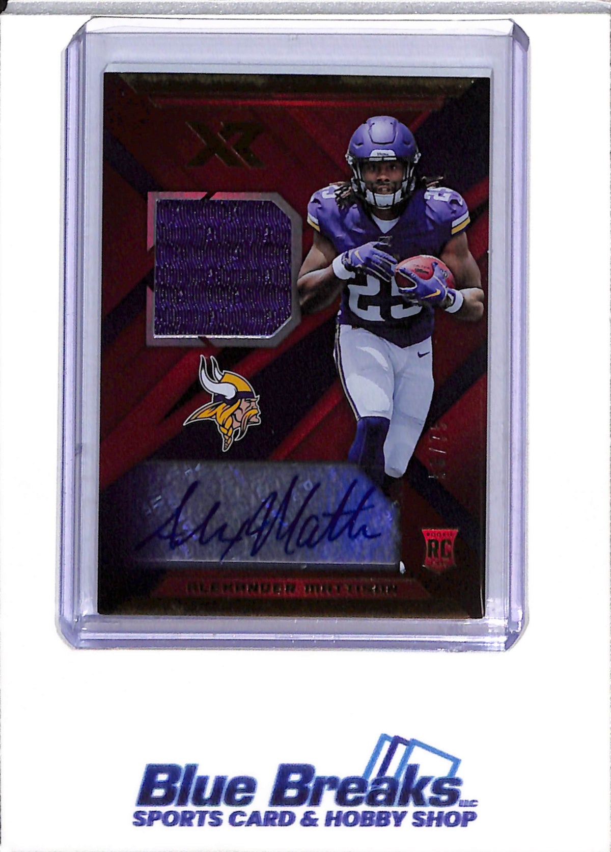 2019 Panini - XR - Relic - Auto - Rookie Card - Alexander Mattison - 56/75 - #RSA-34 - Football - Vikings